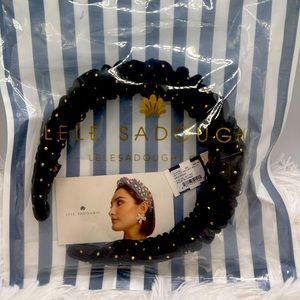 🔥LELE SADOUGHI🔥 Jet Dot Velvet Kelly Headband SOLD OUT ON SITE!!
